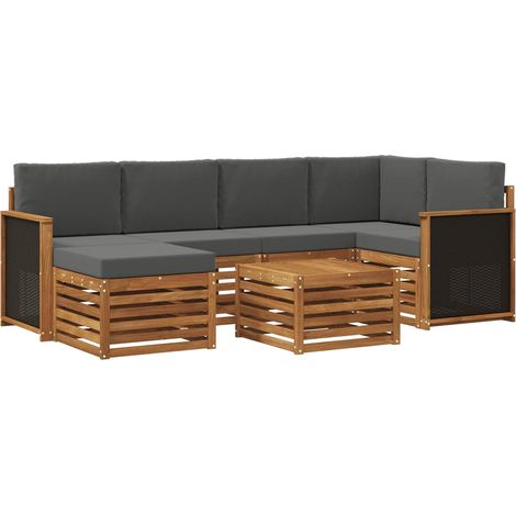 Conjunto de sofás de exterior 6 uds. Natural y Antracita vidaXL (1/5)