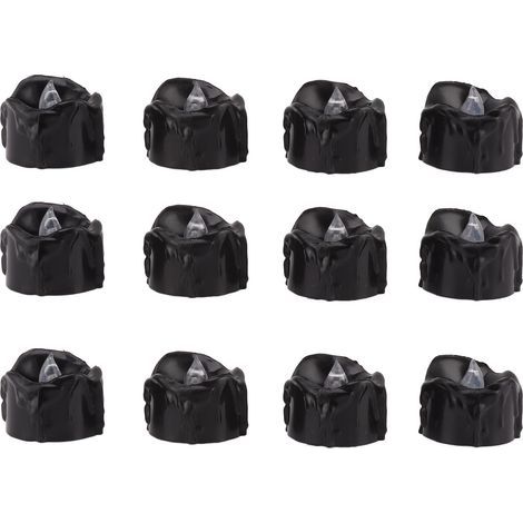 Battery-Operated Black Meltdown Tealight Candles, 12 Pieces, Flameless Flickering LED Light for Halloween (1/5)