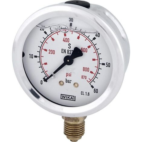 Glycerine pressure gauge 63 mm 60 bar bottom mount WIKA B711W063060D