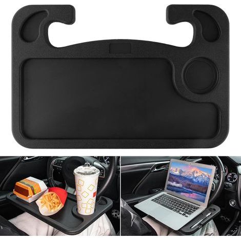 Support de volant pour ordinateur portable, accessoires de voyage polyvalents, plateaux de siège auto pour manger, console sous volant (noir) (1/5)