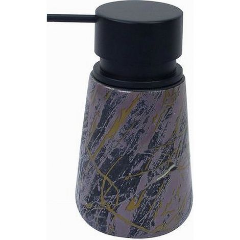 Cleafe - Dispenser Porta Sapone Liquido Arredo Bagno Effetto Marmorizzato Nero Oro 59891 - (1/2)
