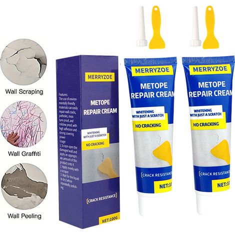 2 réparations murales, mastic pour réparation de cloisons sèches avec grattoir, mastic mural pour bouche-trous (1/5)