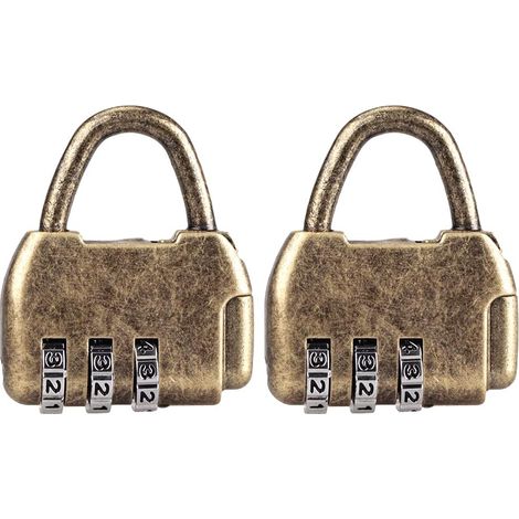 Lot de 2 cadenas en métal - Combinaison intelligente - Vintage - Pour boîte de rangement - Boîte à bijoux - Bagages de livres - Bronze (1/5)