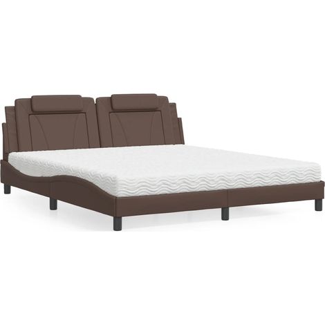 Cama Viana con colchón cuero sintético marrón 180x200 cm vidaXL (1/5)