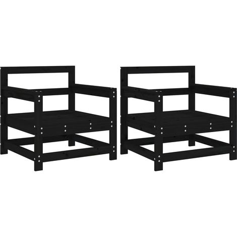 Maison Exclusive - Gartenstühle 2 Stk. Schwarz Massivholz Kiefer