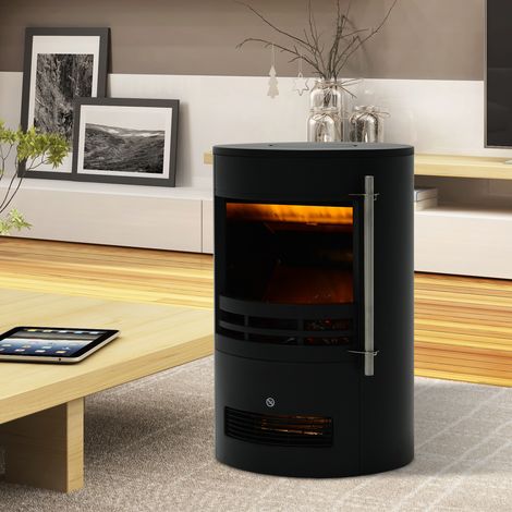 Cheminée électrique avec chauffage, cheminée décorative 900/2000W, cheminée électrique avec effet de flamme LED, poêle électrique noir.