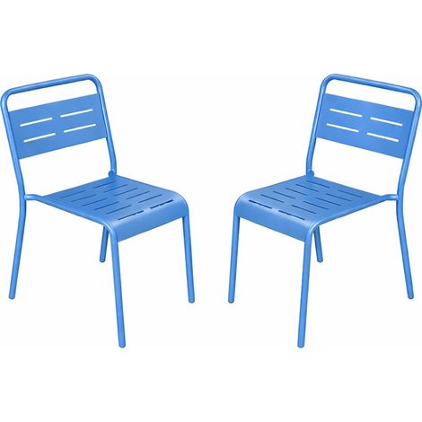 Ensemble de 2 chaises de jardin empilables bleues BERGAME (1/5)