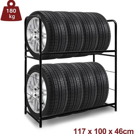 TolleTour Supporto per pneumatici, fino a 8 pneumatici, portata 180 kg, altezza regolabile su 3 livelli, fino a 240 mm, copertura inclusa (1/5)