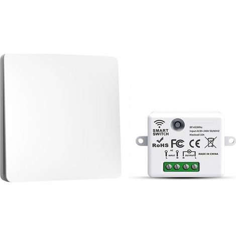 RF433 Lot de 1 interrupteurs d'éclairage sans fil sans fil sans fil avec émetteur et contrôleur récepteur 10 A 240 V (1/5)