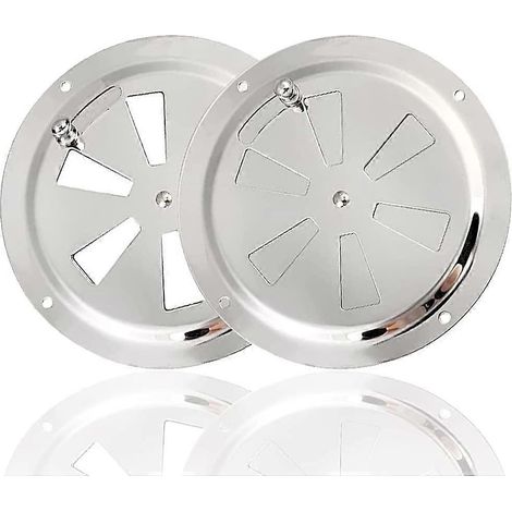 Grille de ventilation ronde de 125 mm, lot de 2 grilles d'aération en acier inoxydable, ouverture d'aération réglable (1/5)