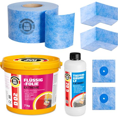 HALBAU Dichtset für Duschabdichtung Bad Abdichtung Dichtband Flüssigfolie 7kg H312 (1/5)