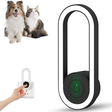 Pawshield Ultrasonique Gardien de Maison, Anti-puces pour Chats, Protection à 360° Chats et Chiens, Non Intrusif, Répulsif Ultrasons Interieur (Noir) Noir -