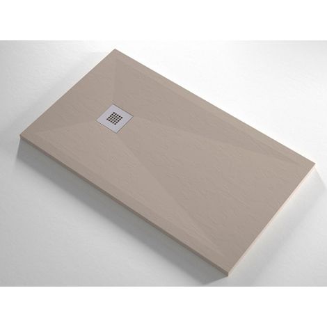 Piatto Doccia Slim Sabbia Effetto Pietra Ruvido a Pavimento con Piletta Scarico - Dimensione Piatto 80x120 (1/2)