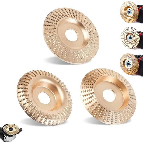 Wood Disc Grinder for Grinding, 3 Pieces Grinding Discs for Shaping, Grinding and Cutting, Accessories for 4 Inch Angle Grinder, Wheels for Angle Grinder, Wood Carving Disc (1/5)