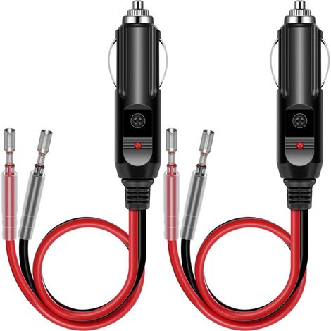 Allume - cigare 12V mâle 2 groupes de remplacement de fusibles, adaptateur mâle pour allume - cigare avec broches et lumières LED, prise 12V 1 pied 16awg rallonge avec fusible 15a (1/5)