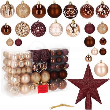 PALLINE DI NATALE SET XXL 101pcs MODELLI PALLINA PER ALBERO DI NATALE APPENDINI DECORAZIONE