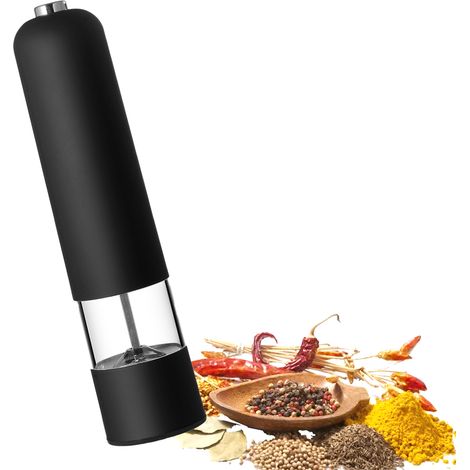 Moulin à Sel et Poivre Électrique - Acier Inoxydable Brossé - Capacité 80 ml - Fonctionnement sur Piles AA - Lumière LED Intégrée - Par 2 (1/5)