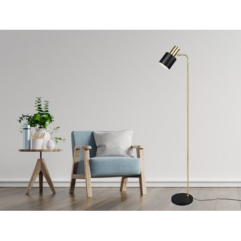 Stehleuchte ADAM Gold & Metallschirm Schwarz, Höhe 154cm (1/5)
