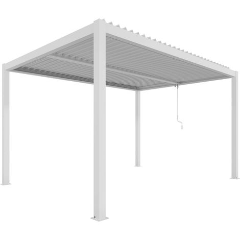 Pergola Autoportante Thermolaquée Blanc 3 X 4 M motorisée avec éclairage (1/2)