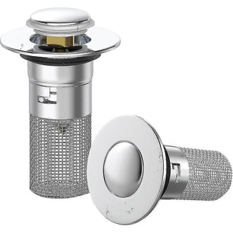 Bouchon de lavabo, crépine de vidange avec panier filtrant amovible anti-cheveux, protection anti-obstruction pour baignoire