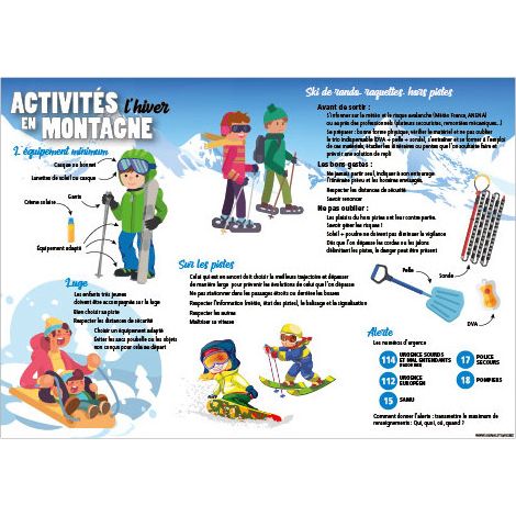 PANNEAU ACTIVITES EN MONTAGNE (H0418) - Adhésif - 105 x 75 mm
