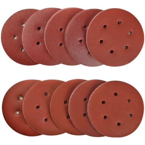 100 Stück 150mm Schleifscheiben Schleifpapier 40, 80, 120, 180, 320, 600, 800, 1000, 1500, 2000 Körnung Ideal zum Schleifen/Polieren/Entrosten für 6-Loch Exzenterschleifer (1/5)