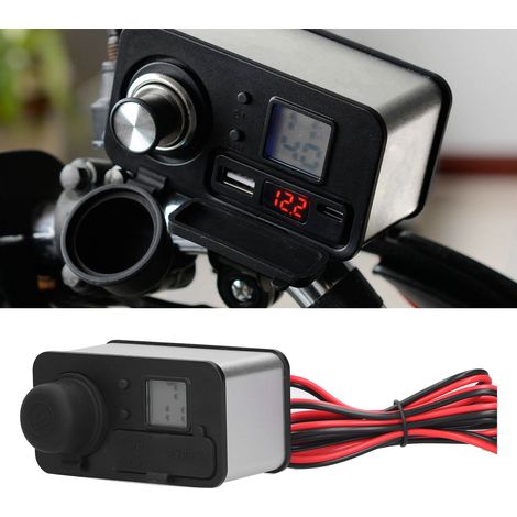 Chargeur allume-cigare moto QC 3.0 à charge rapide 5V 3.0A double USB (argenté) (livré avec batterie) (1/5)