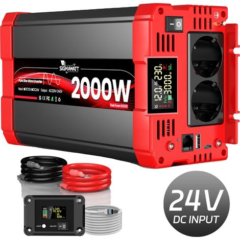 Onduleur, Onde Sinusoïdale Pure, Télécommande, 24V 2000W (4000W Pic) (1/2)