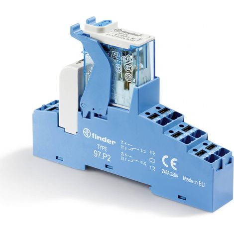 Interface 2RT 8A 24V DC étrier plastique bornes Push-in sortie d'automate FINDER 4CP280240060SPA
