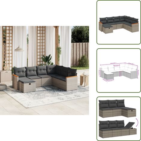 Salon de jardin avec coussins 7 pcs gris résine tressée - Ensemble Salon De Jardin - Meubles De Jardin - Salon Extérieur - Mobilier De Jardin Design - Chaise Longue (1/5)