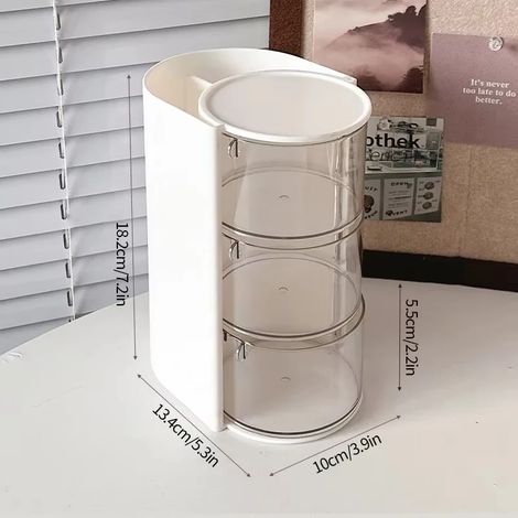 Boîte de rangement cosmétique (3 compartiments - blanche), boîte de rangement pour fond de teint et coussin de salle de bain (1/5)
