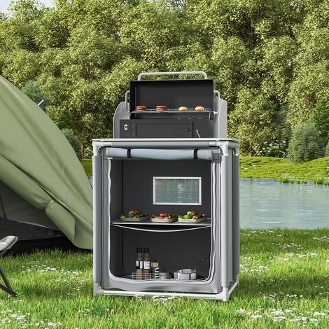 Potable Outdoor BBQ Kitchen Table, Grey