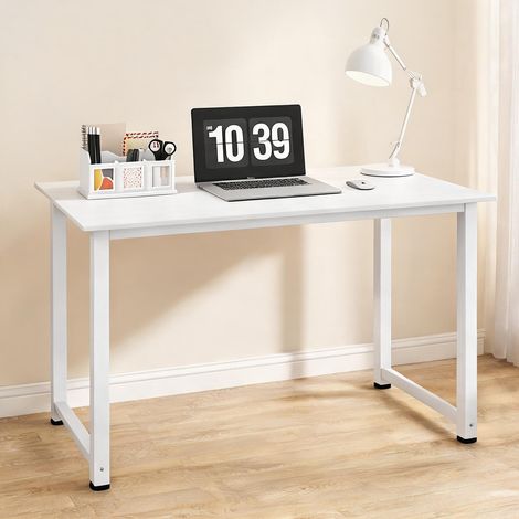 Bureau blanc en bois d'ingénierie 120 x 60 x 76 cm (1/5)