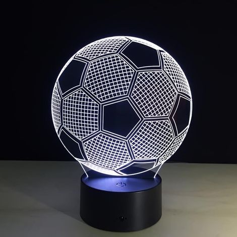 Lampe de chevet 3D effet visuel football, veilleuse LED USB tactile en forme de ballon, cadeau de décoration (1/5)