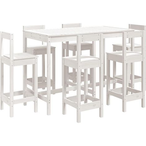 Maison Exclusive - 7-tlg. Gartenbar-Set Weiß Massivholz Kiefer