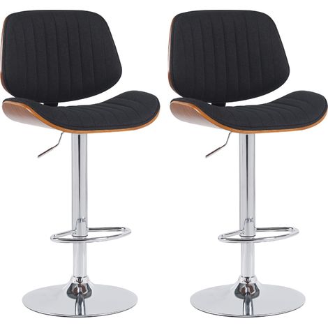 2er Set Barhocker Clawson Stoff walnuss/schwarz chrom