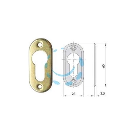 BOCCHETTA IN OTTONE PER CILINDRI SAGOMATI 06012 00 - mm.28x60, spessore mm.2,5 (06012000)