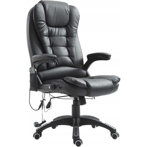 Silla de oficina de piel ecológica con función de masaje, color negro. (1/5)