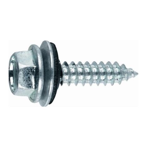 (6,3X50 P16) TORNILLO ROSCA CHAPA C/CABEZA HEXAGONAL TORNILLO C/ARANDELA VULCANIZADA (100U) - INDEX