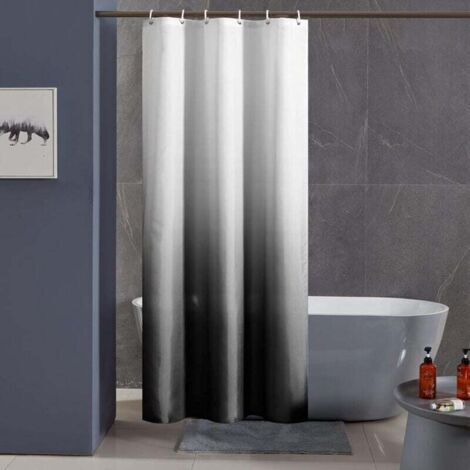 Noir Dégradé Rideau de Douche Anti Moisissure Tissu Lavable en Machine Petit Rideaux Douche pour Camping Car Cabine de Douche Imperméable en Polyest (1/4)