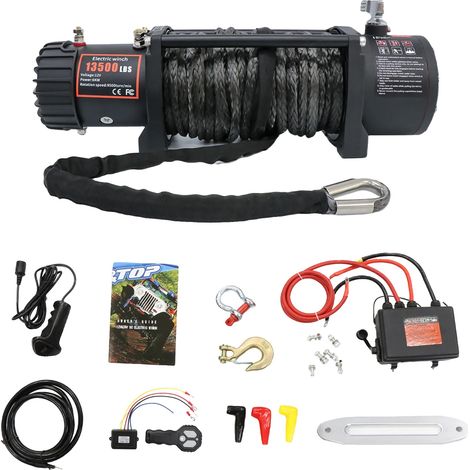 Treuil Électrique, Capacité de Remorquage de 13500 lbs, Moteur de 6,5 HP, Câble Synthétique (1/5)