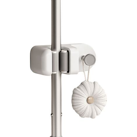 PCS White Wall-Mounted Broom Holder, Self-Adhesive Wall-Mounted Broom Holder without Drilling, Mop Holder with Hooks for Kitchen, Bathroom, Garden (1/5)