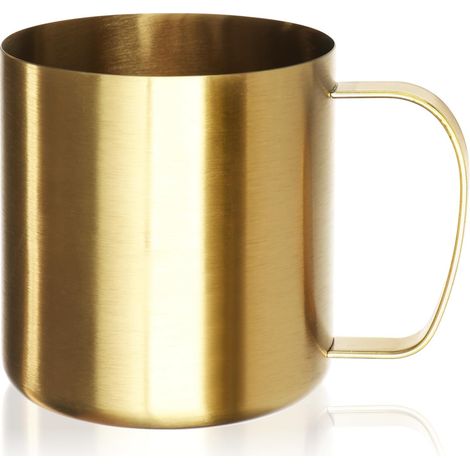 Gobelet en acier inoxydable doré - tasse de haute qualité - tasse de camping - incassable et sans BPA (1 pièce - couleur dorée) (1/5)