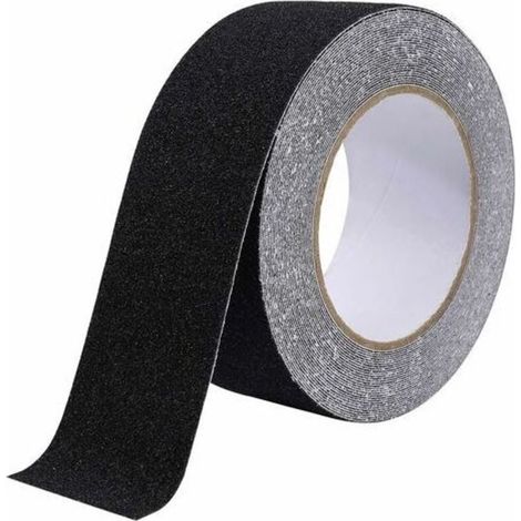Nastro adesivo antiscivolo, nastro antiscivolo ad alta resistenza, nastro di sicurezza abrasivo resistente per scale, gradini, corrimano, uso esterno e interno, 5 cm x 10 m, nero