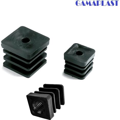 PUNTALE QUADRO ALETTATO CON INTERNO FILETTATO 10MA NERO  25 mm x 25 mm - FILETTO INTERNO 10 mm