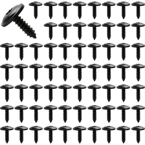 50 Pièces Vis à Bois Noires, 1.5×1.7cm Vis à Tête Plate Torx, Vis à Tôle, Auto-taraudeuses, Vis Torx Autotaraudeuse M5 x 16 mm, Vis Noire Tete Ronde, pour Garde-boue, Passages de Roue, Pare-chocs (1/5)