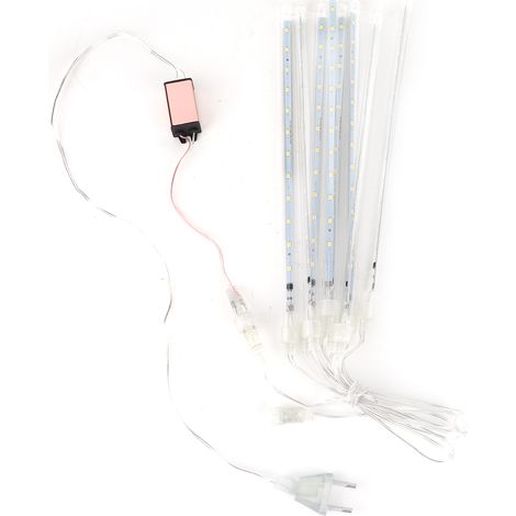 Guirlande lumineuse extérieure étanche à 192 LED, effet pluie de météores, 8 tubes, idéale pour les fêtes de fin d'année et les mariages. Décoration idéale pour Noël et les mariages. (1/5)