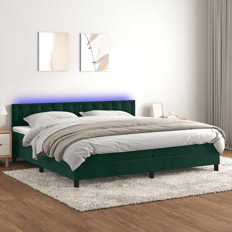 vidaXL Sommier à lattes de lit matelas et LED Vert foncé 200x200 cm (1/5)