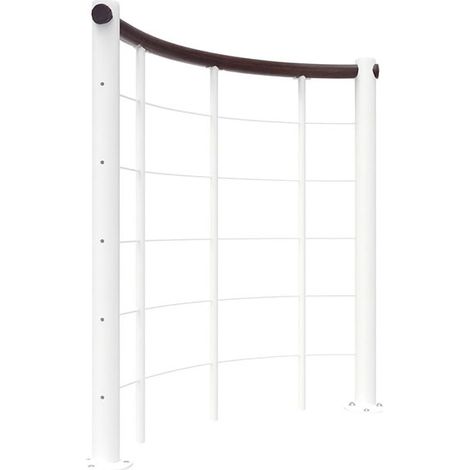 Ringhiera per scala curva - Bianco - Acciaio termolaccato - Lunghezza 1m - Corrimano in legno - Ø 120cm - RE-U-SLM-BN-120