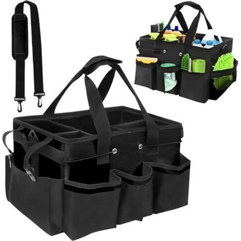 Panier de rangement pour produits de nettoyage avec poignée, sac de rangement avec bandoulière réglable, sac de rangement pour produits de nettoyage, pour le ménage et le rangement da (1/5)